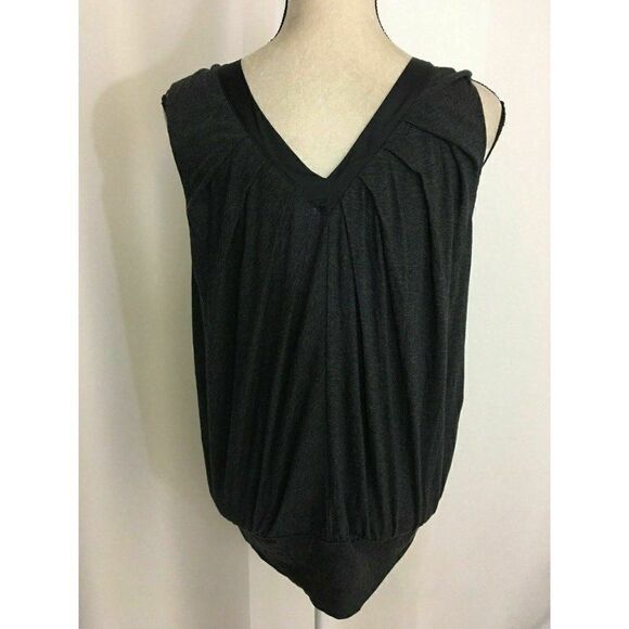 Generra Womens Charcoal Gray Black V Neck Tank Top - Picture 4 of 6